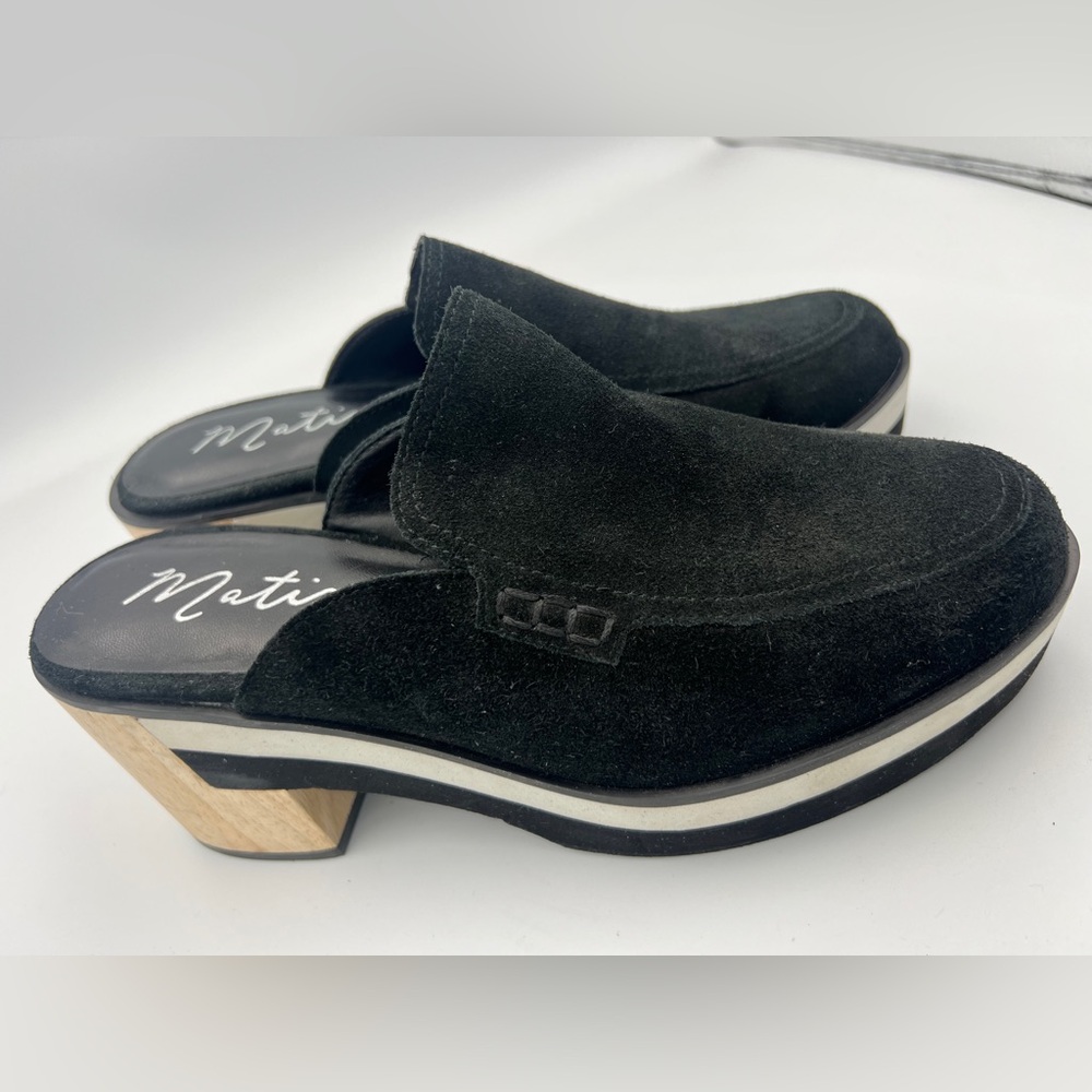 Matisse Kristy Loafer Mule Black Suede Leather Block Heel Eva Soles WMNS Size 9M